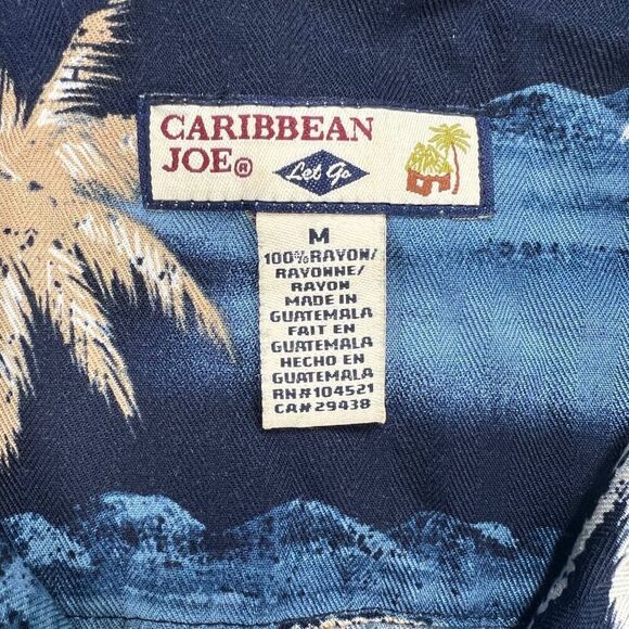 Caribbean Joe Women's Navy Floral Floral Hawaiian Button Down Summer Shirt / M - Picture 6 of 6